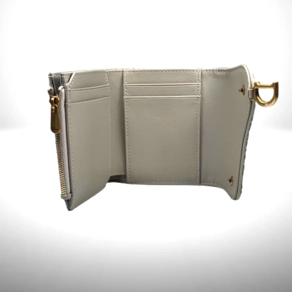 Dior Saddle Lotus Wallet in Gray Oblique Jacquard - New